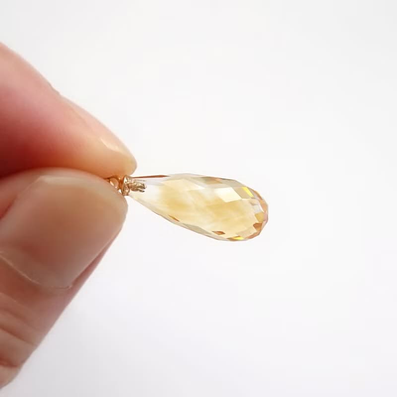 限量現貨- 天然黃水晶 長圓水滴 古董純 14K 金墜 | 14Kgf 包金鍊
