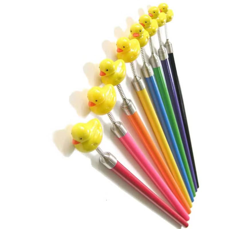 黃色鴨彈簧鉛筆 1組2入 童趣治癒系小物 顏色隨機 送禮