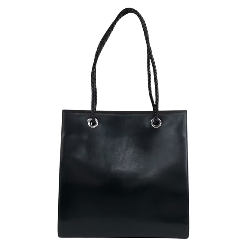 【 日本直送　名牌中古包 】Cartier カルティエ ハンドバッグ ブラック パンテール レザー vintage ヴィンテージ オールド amhwat