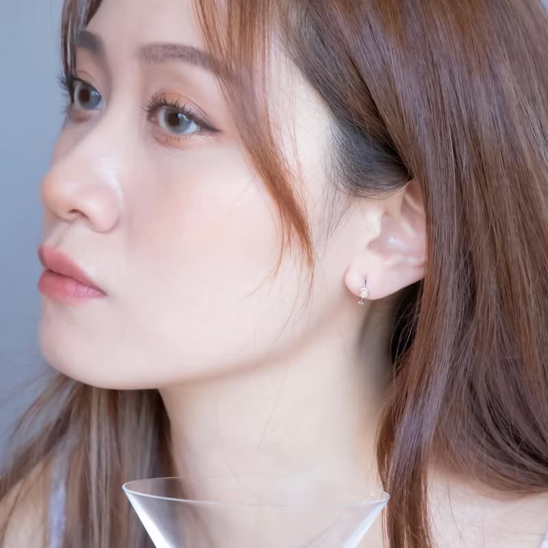 蛋白石925純銀簡約小圓耳圈耳環