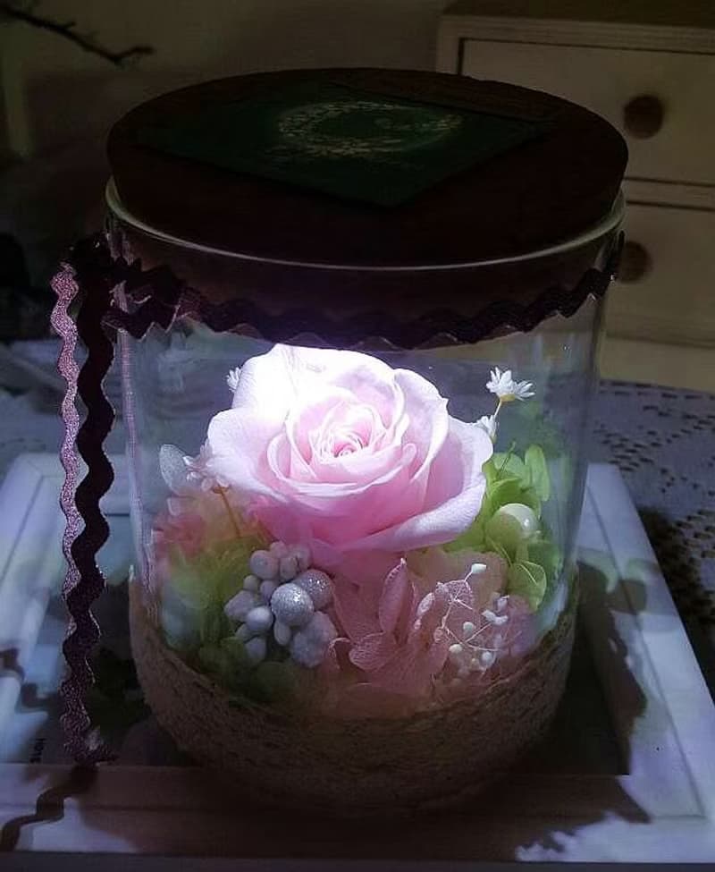  l 瓶中精靈  帶燈玻璃瓶花禮-純愛粉 l *情人*愛情*裝飾*不凋花.恆星花.永生花*交換禮物