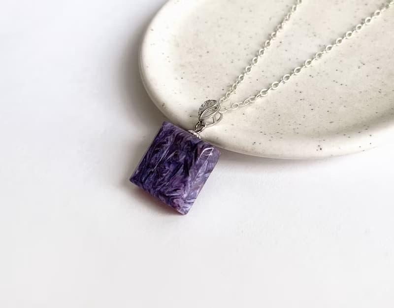 寶石系 天然礦石 17.5紫龍晶 925純銀 項鍊