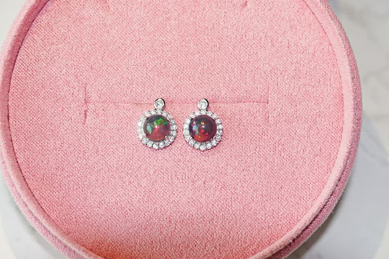 Natural Black Opal Sterling Silver 925 with White gold plated.