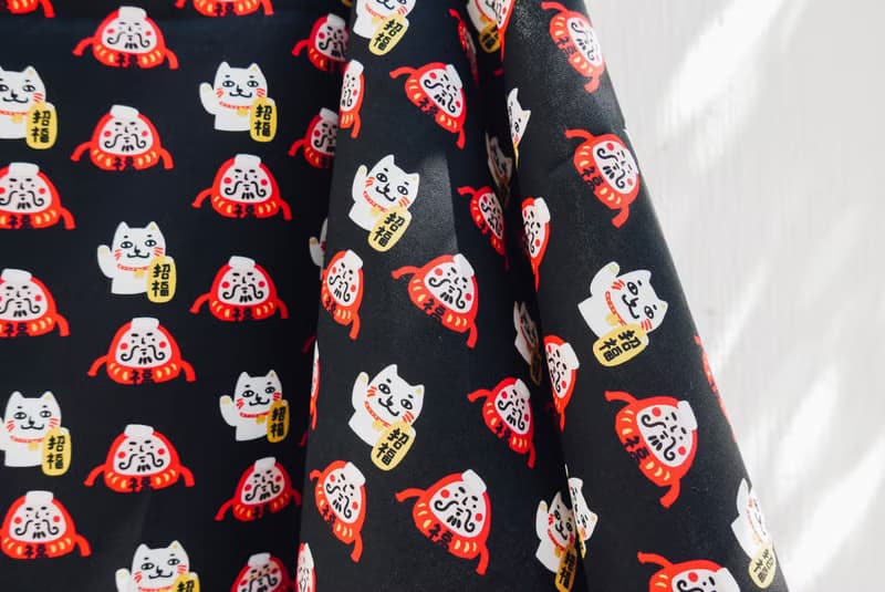 兔子設計款布料 - 招財貓福神