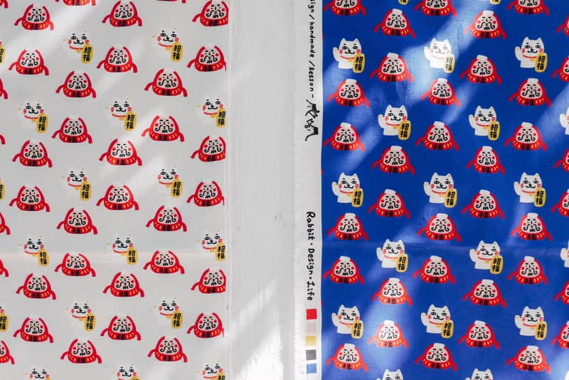 兔子設計款布料 - 招財貓福神