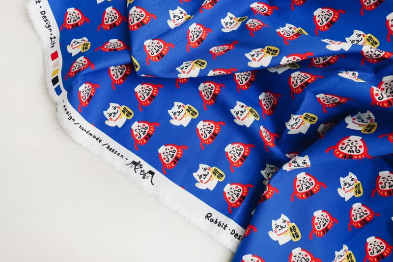 兔子設計款布料 - 招財貓福神