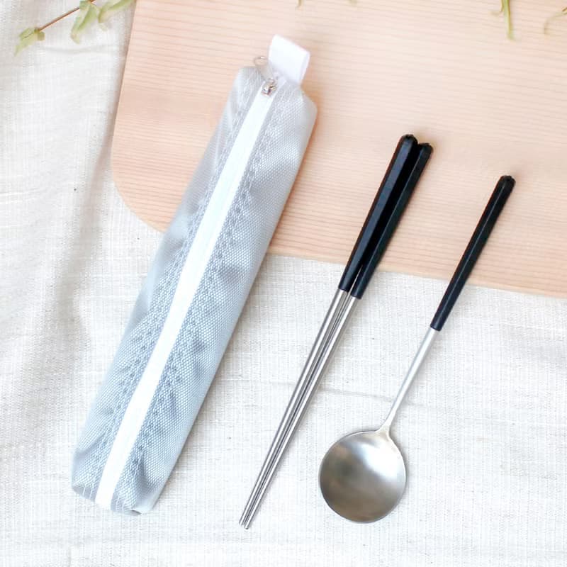 創意六角好筷匙餐具組2組入-沉黑