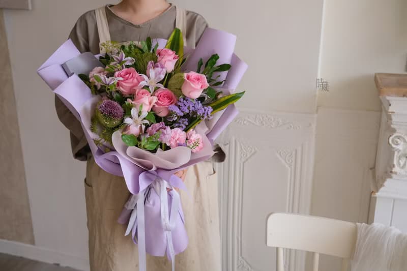 紫粉色系 玫瑰 鮮花花束/限台中地區