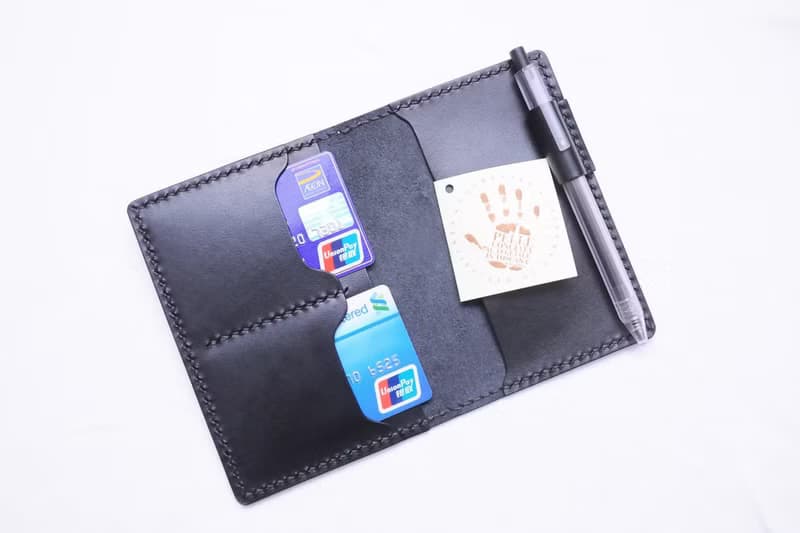 雙咭位插筆護照夾 黑色 好好縫 皮革材料包  PASSPORT HOLDER 