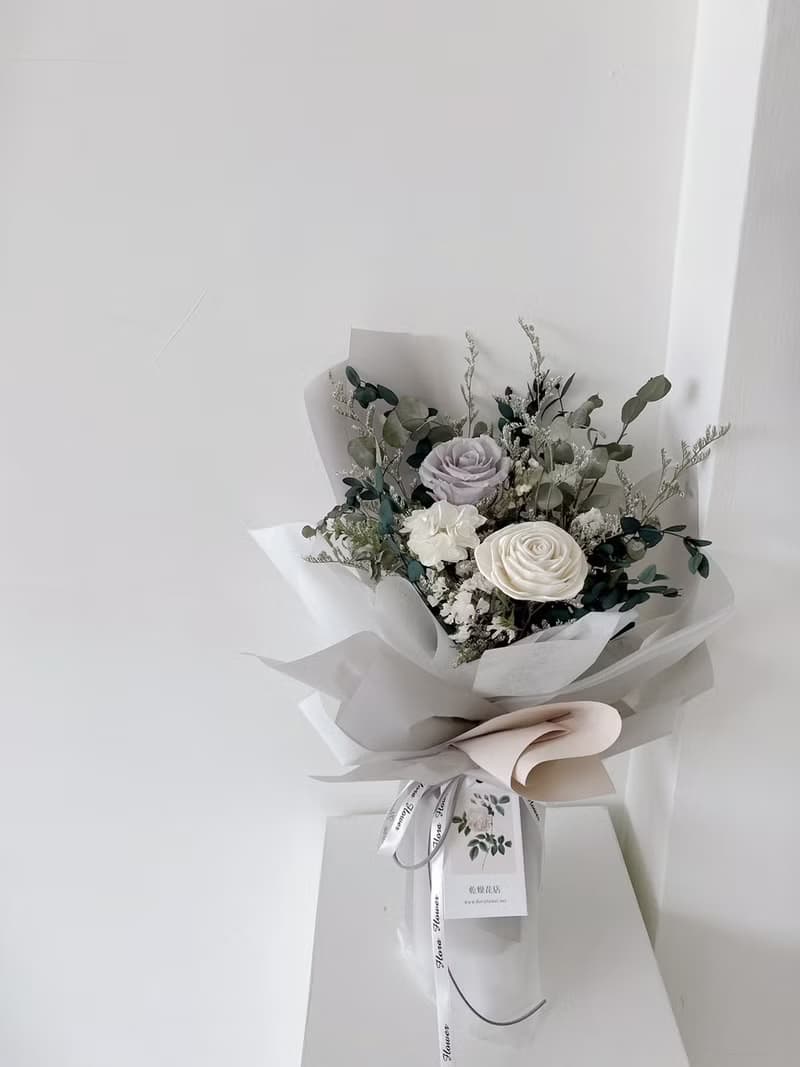 Flora Flower乾燥花束-灰白色系