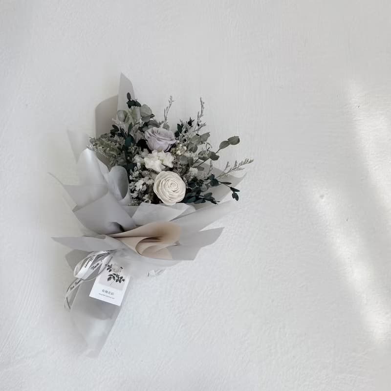 Flora Flower乾燥花束-灰白色系