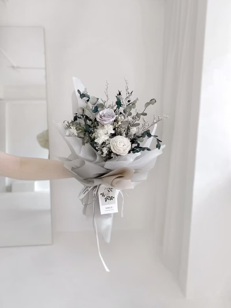 Flora Flower乾燥花束-灰白色系