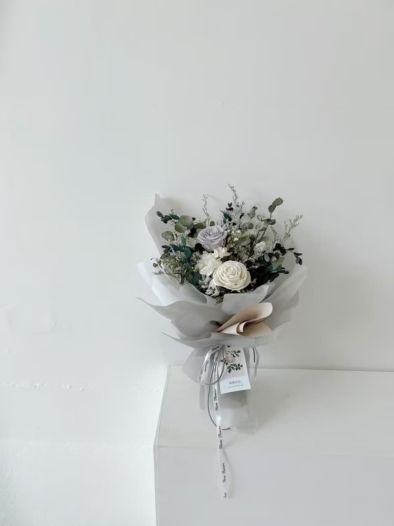 Flora Flower乾燥花束-灰白色系