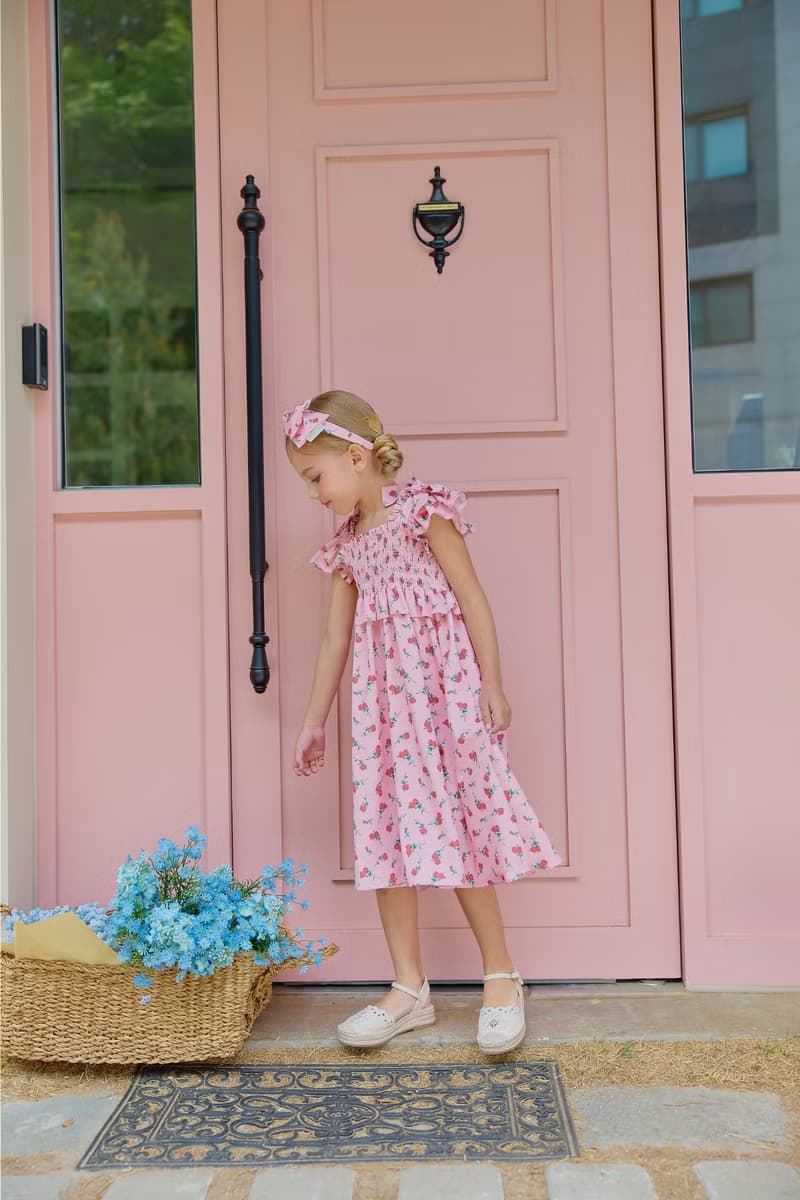 Rose Bow Smoked Dress - Light Pink