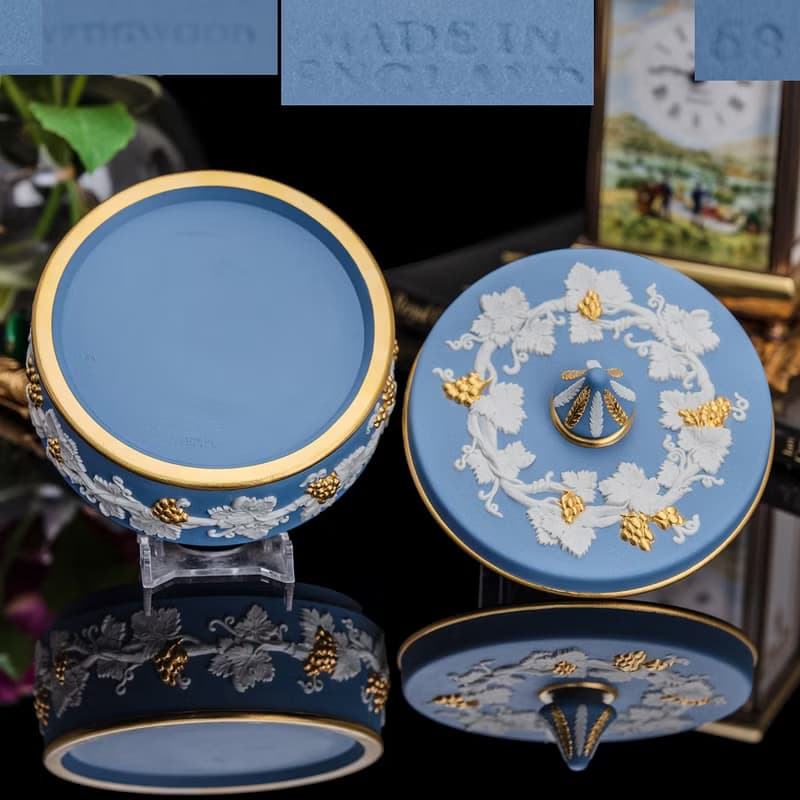 wedgwood 1968真金葡萄葉浮雕華美首飾盒 手錶飾品收納盒