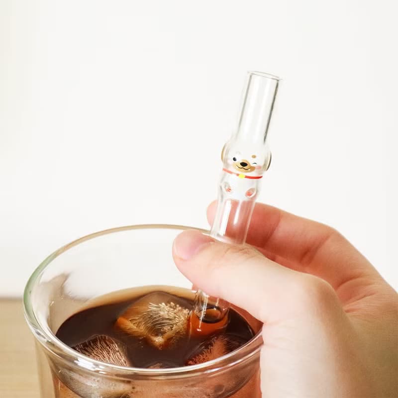 招財狗造型玻璃吸管