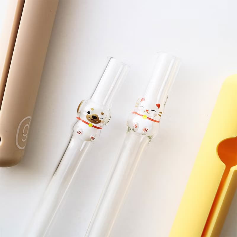 招財狗造型玻璃吸管