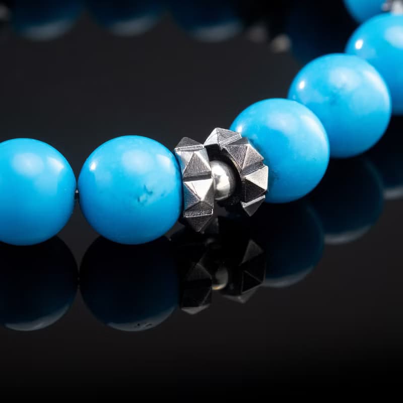 Beaded Bracelet for Men – 925 Sterling Silver Pieces and Turquoise Bracelet