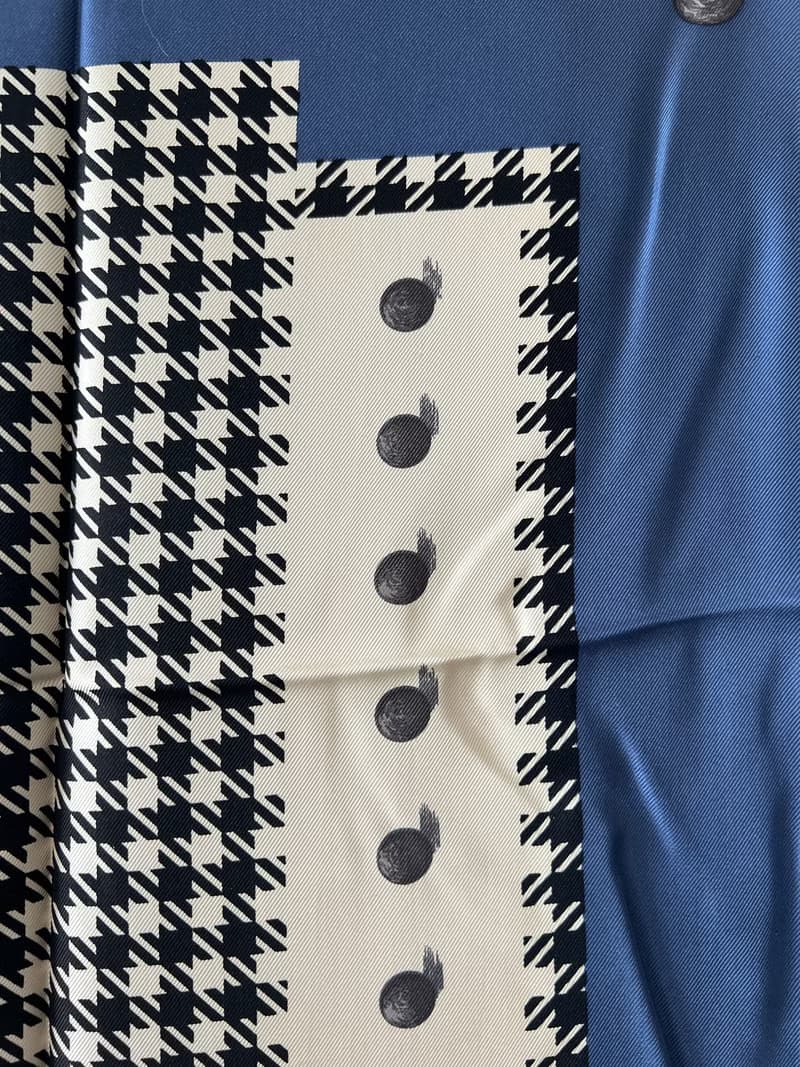 Dior藍色千鳥格圍巾絲巾 原裝盒 日本中古vintage