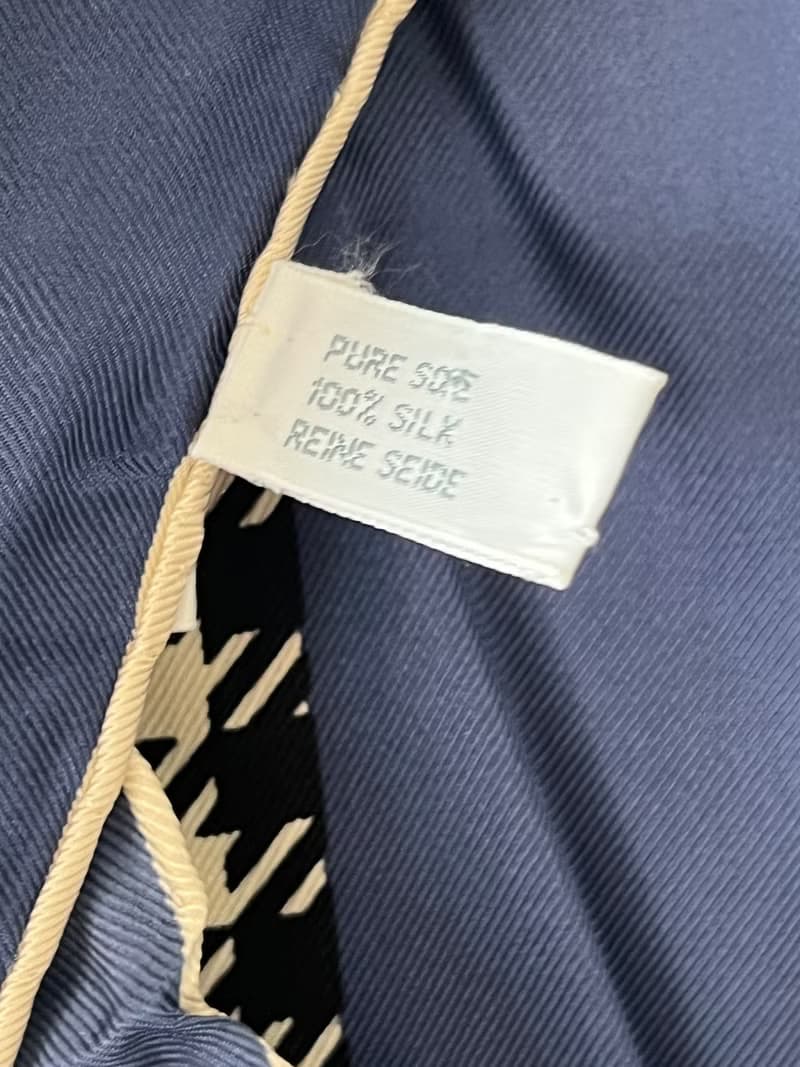 Dior藍色千鳥格圍巾絲巾 原裝盒 日本中古vintage