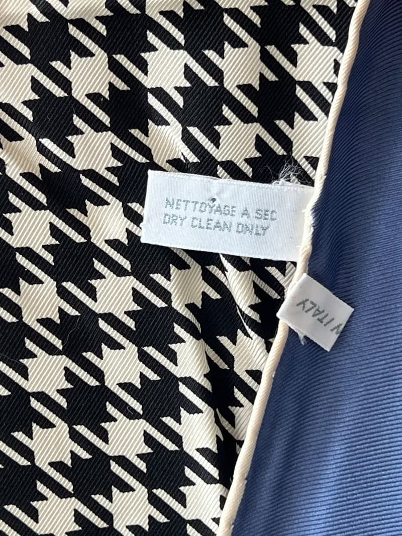 Dior藍色千鳥格圍巾絲巾 原裝盒 日本中古vintage