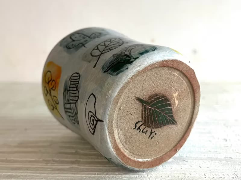 手繪風植物圖鑑陶製咖啡杯_陶器馬克杯