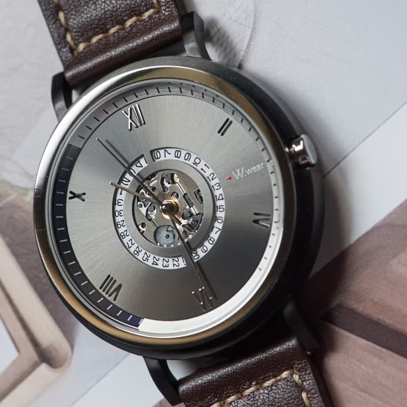 W.wear 裸露機芯石英手錶 - 銀灰