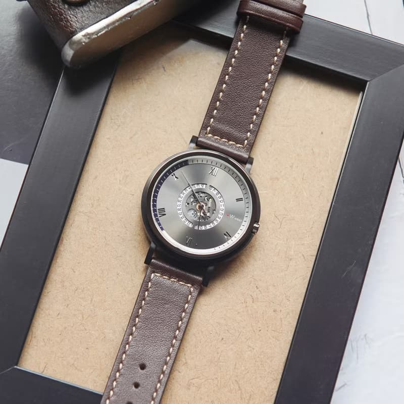 W.wear 裸露機芯石英手錶 - 銀灰