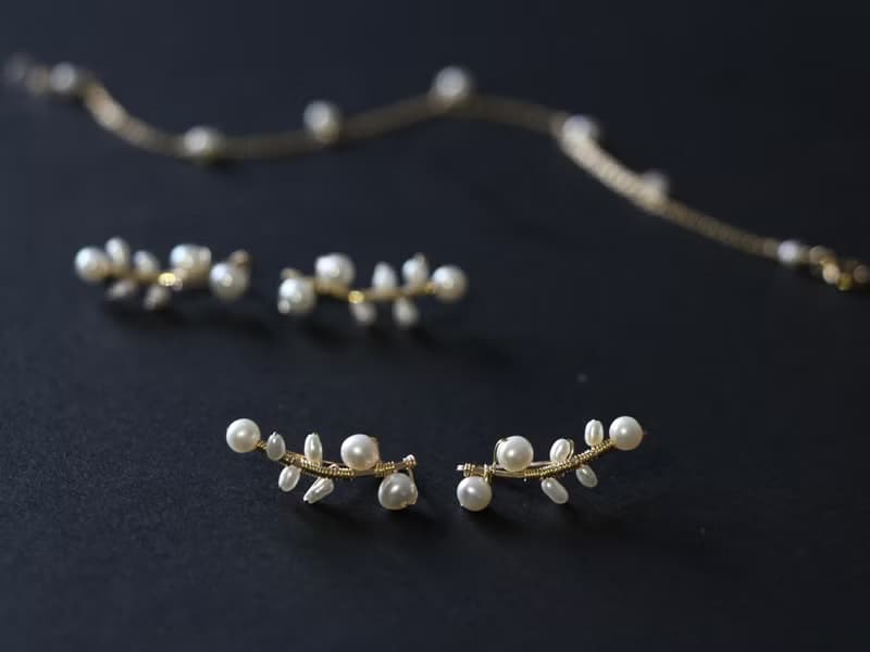 14kgf-14kgf-pearl brunch 2way(pierced earrings/clip-on)