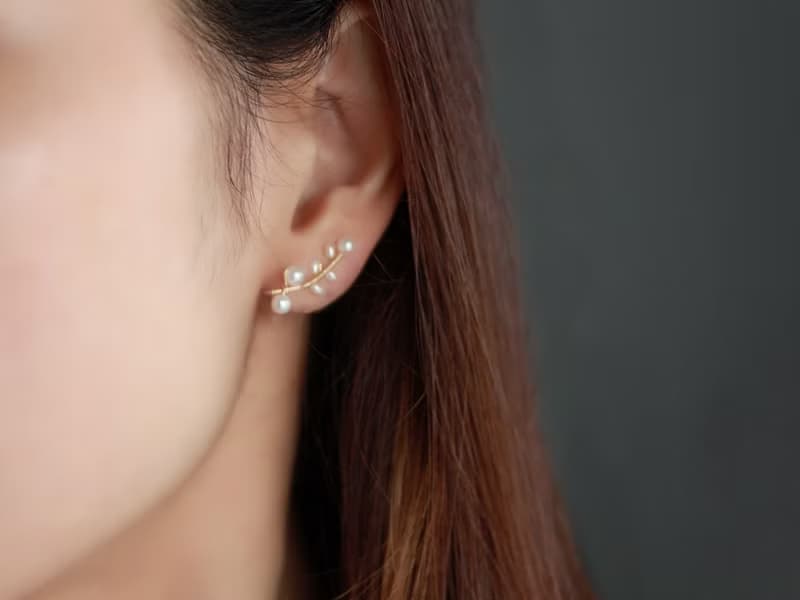 14kgf-14kgf-pearl brunch 2way(pierced earrings/clip-on)