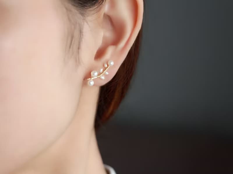 14kgf-14kgf-pearl brunch 2way(pierced earrings/clip-on)