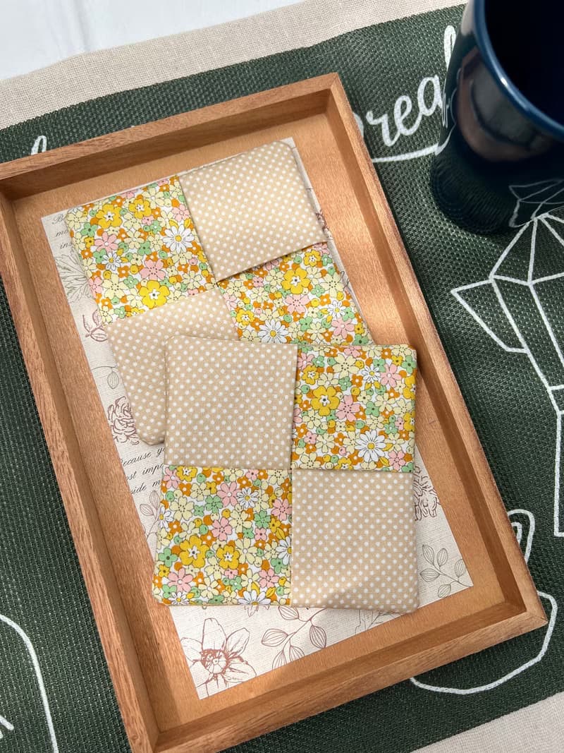 鄉村風杯墊 碎花點點 手工布杯墊