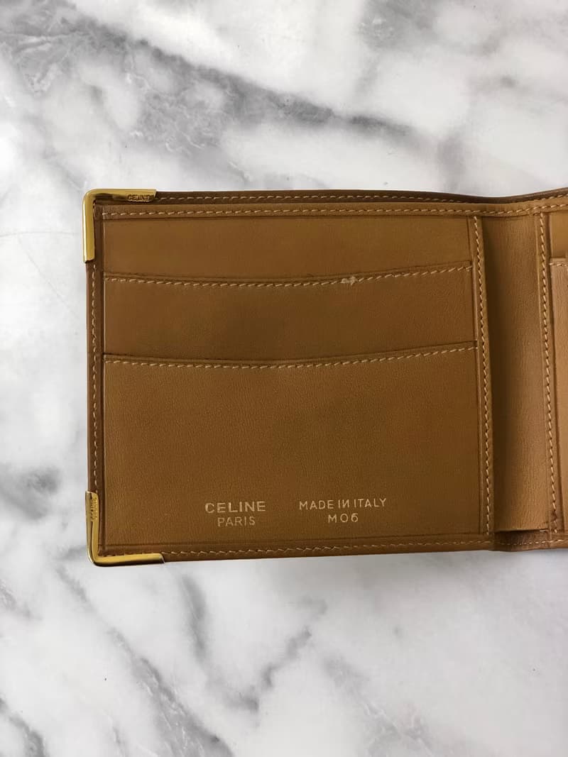 【 日本直送　名牌中古包 】CELINE セリーヌ マカダム 財布 ホワイト レザー 二つ折り財布 vintage ヴィンテージ オールド 2psvih