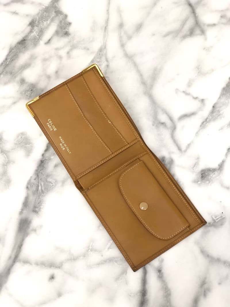 【 日本直送　名牌中古包 】CELINE セリーヌ マカダム 財布 ホワイト レザー 二つ折り財布 vintage ヴィンテージ オールド 2psvih