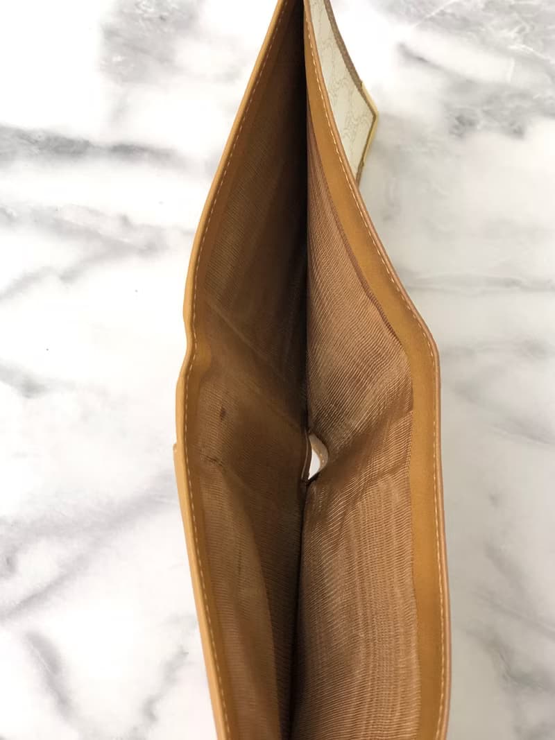 【 日本直送　名牌中古包 】CELINE セリーヌ マカダム 財布 ホワイト レザー 二つ折り財布 vintage ヴィンテージ オールド 2psvih
