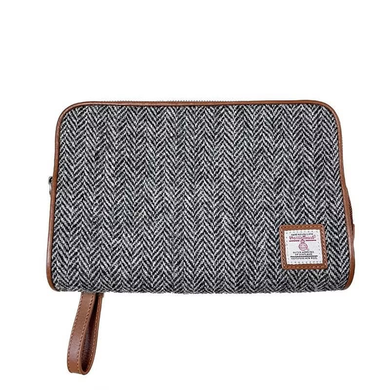哈裡斯粗花呢男士手拿包harris tweed人字紋英倫復古大容量夾包男