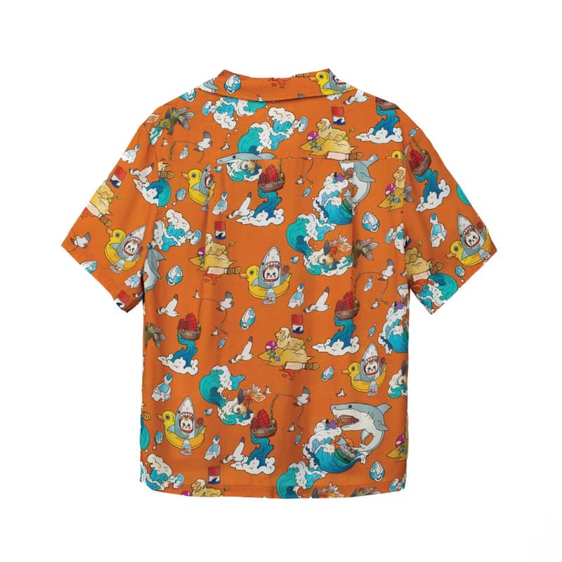 香港原創設計  中性夏威夷裇 MOViE MANIA 鯊膽招財貓