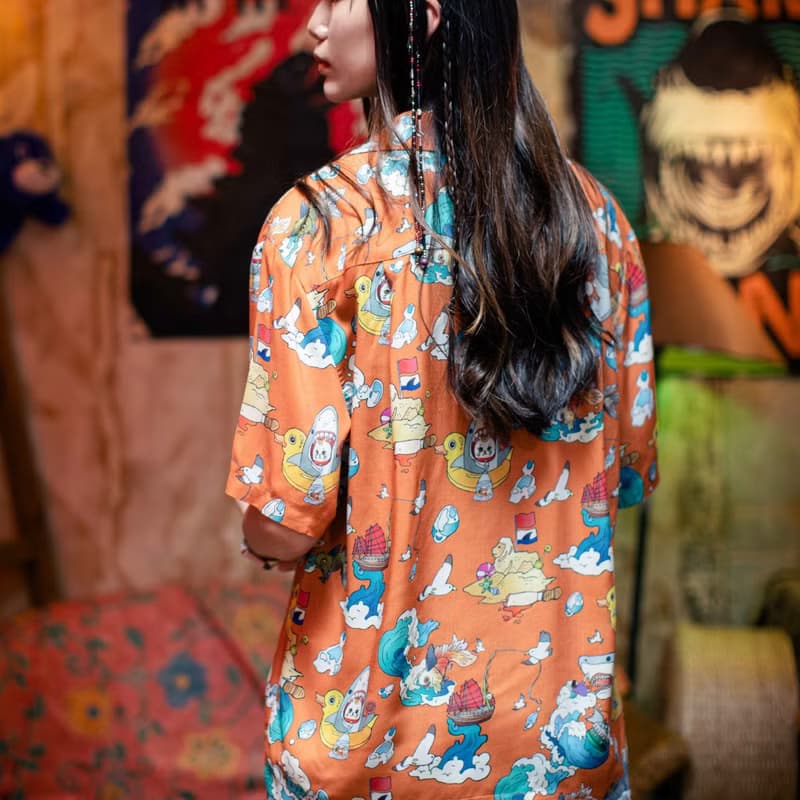 香港原創設計  中性夏威夷裇 MOViE MANIA 鯊膽招財貓