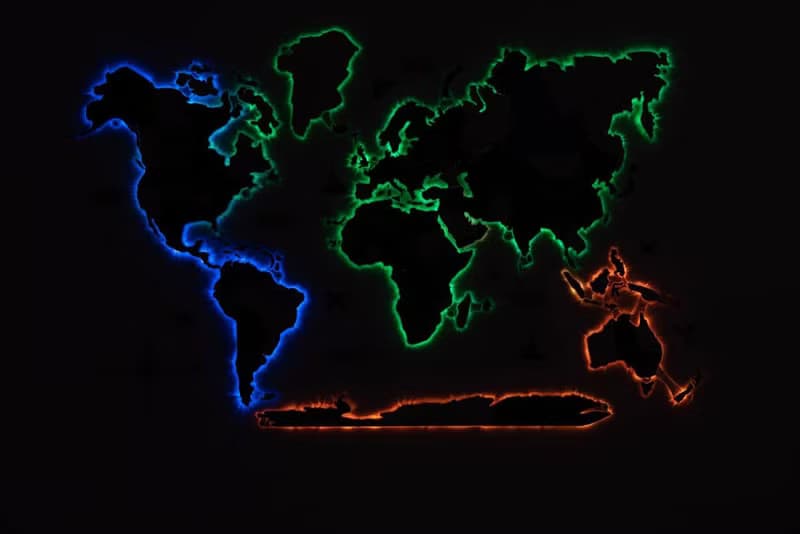 LED 世界地圖 現代家居裝飾 木質世界地圖 閣樓裝飾 大型藝術