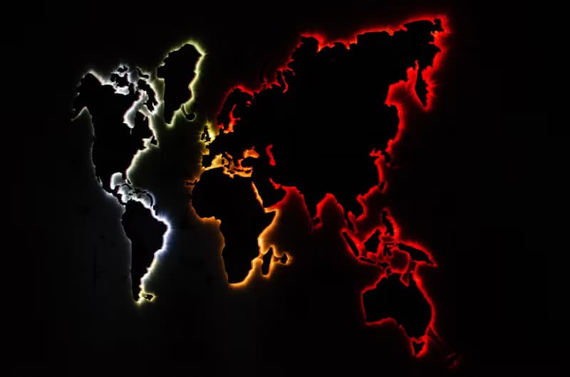 LED 世界地圖 現代家居裝飾 木質世界地圖 閣樓裝飾 大型藝術