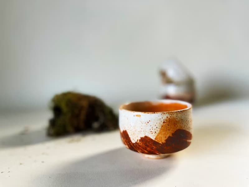 台灣在地職人手作志野燒小茶碗-方/圓(兩款)-含精裝小木盒