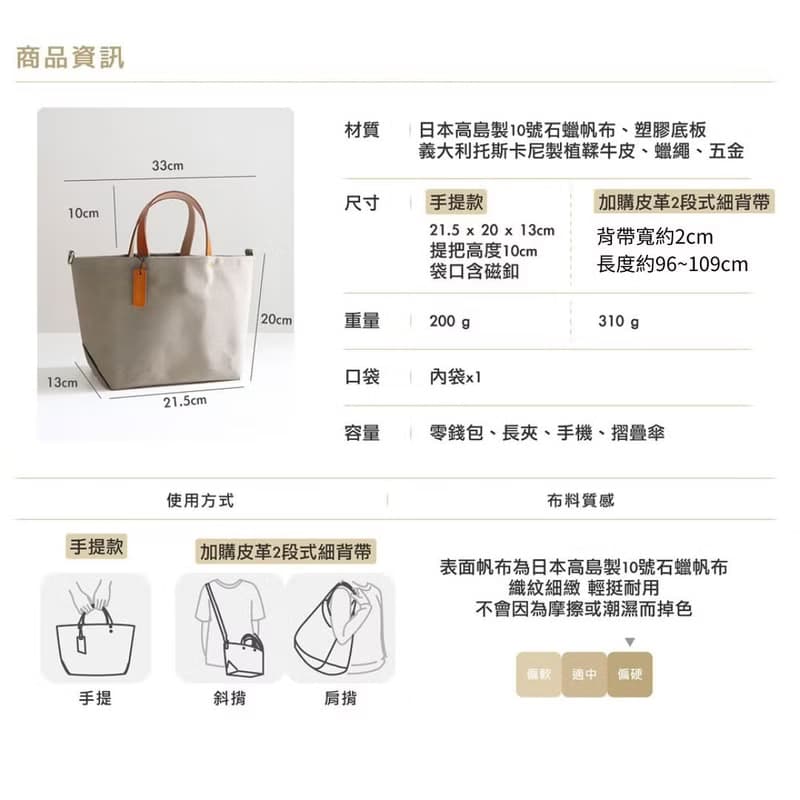 中蠟包 - 日本帆布 / 托特包 / 手提 / 斜揹