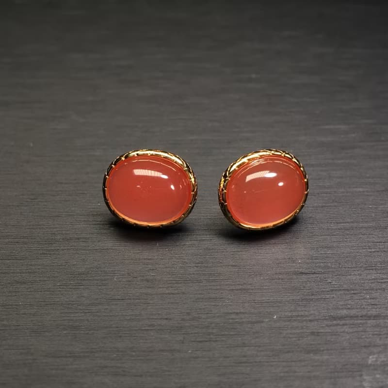 精品天然南紅耳墜 冰粉 冰冰透透 晶體干淨 直徑9.8*7.8mm