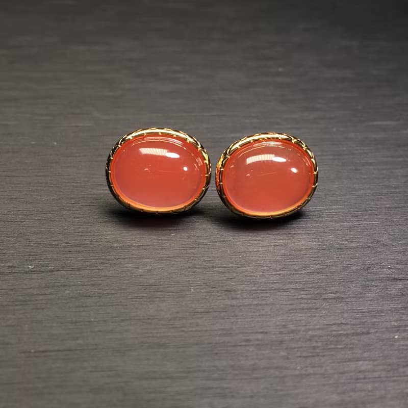 精品天然南紅耳墜 冰粉 冰冰透透 晶體干淨 直徑9.8*7.8mm