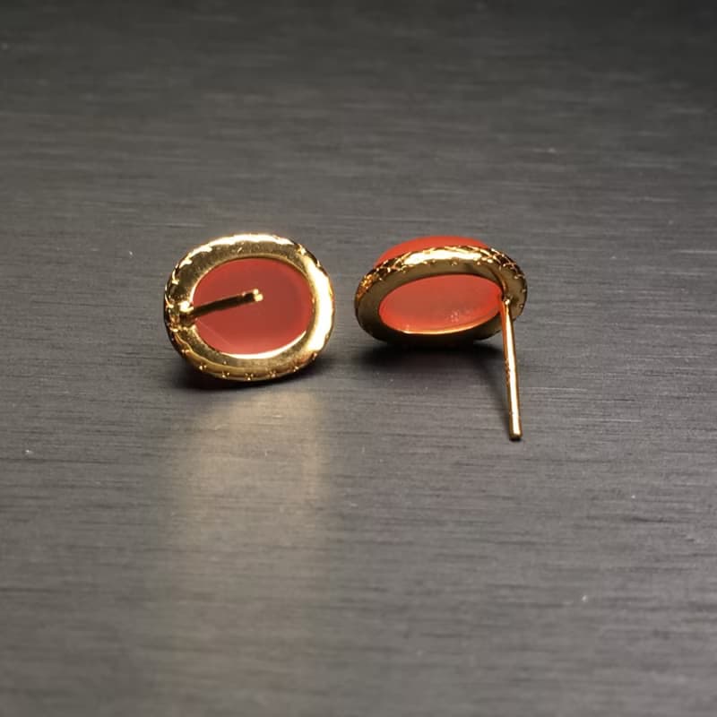 精品天然南紅耳墜 冰粉 冰冰透透 晶體干淨 直徑9.8*7.8mm