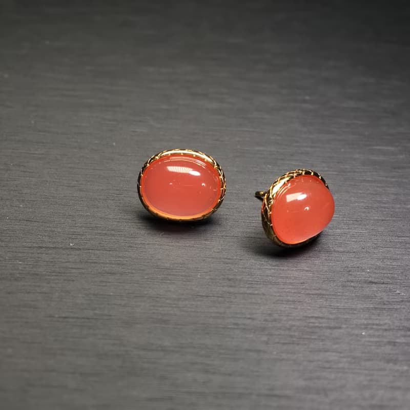 精品天然南紅耳墜 冰粉 冰冰透透 晶體干淨 直徑9.8*7.8mm