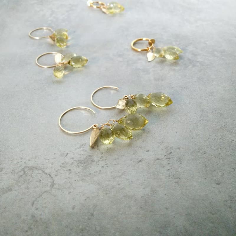 14Kgf*Lemon Quartz pierced earrings / earrings