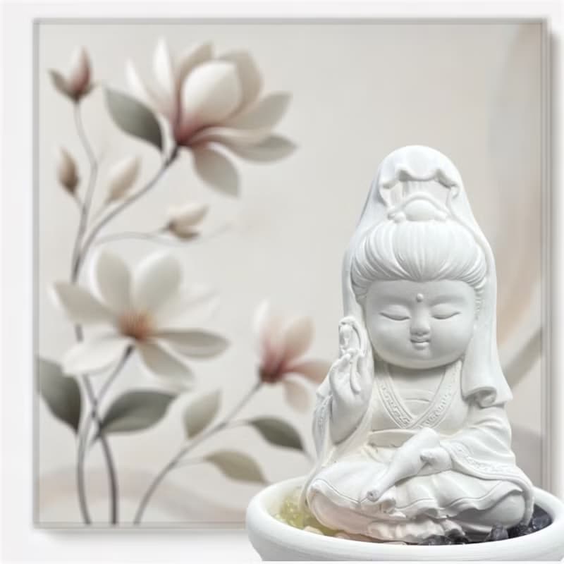 水晶擴香 五行水晶礦石之寶瓶觀音小盤套組 開運能量水晶