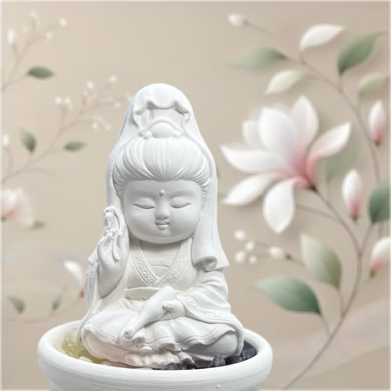 水晶擴香 五行水晶礦石之寶瓶觀音小盤套組 開運能量水晶