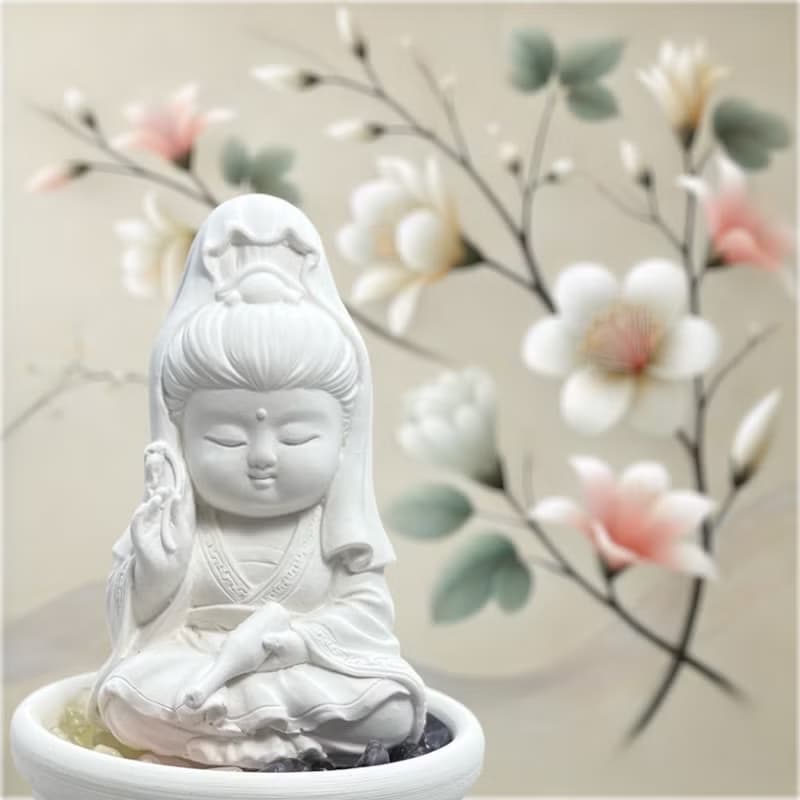 水晶擴香 五行水晶礦石之寶瓶觀音小盤套組 開運能量水晶